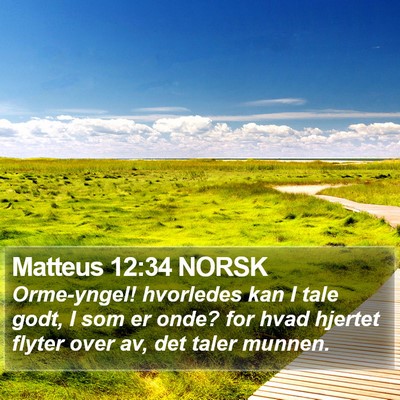 Matteus 12:34 NORSK Bible Verse Image