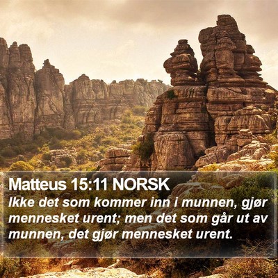 Matteus 15:11 NORSK Bible Verse Image