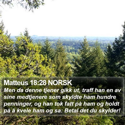 Matteus 18:28 NORSK Bible Verse Image