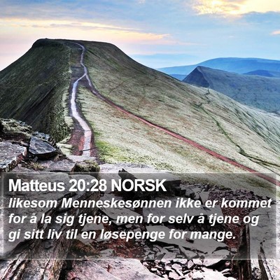Matteus 20:28 NORSK Bible Verse Image