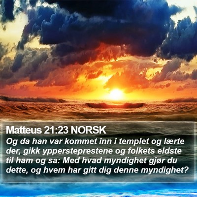 Matteus 21:23 NORSK Bible Verse Image