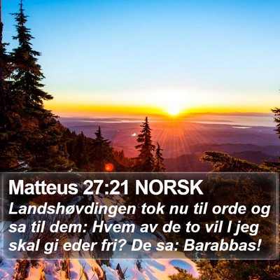 Matteus 27:21 NORSK Bible Verse Image