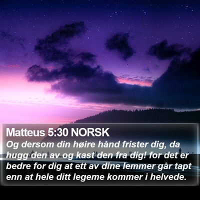 Matteus 5:30 NORSK Bible Verse Image
