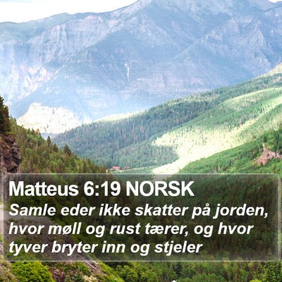 Matteus 6:19 NORSK Bible Verse Image