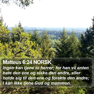 Matteus 6:24 NORSK Bible Verse Image