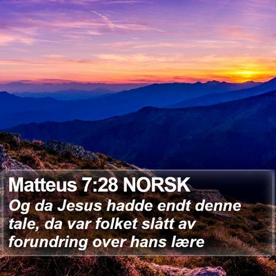 Matteus 7:28 NORSK Bible Verse Image