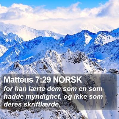 Matteus 7:29 NORSK Bible Verse Image