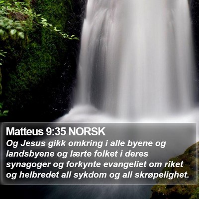 Matteus 9:35 NORSK Bible Verse Image