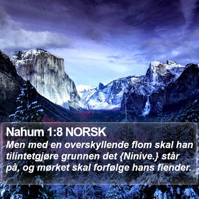 Nahum 1:8 NORSK Bible Verse Image