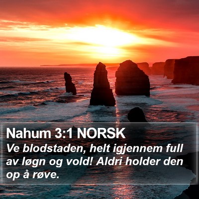 Nahum 3:1 NORSK Bible Verse Image