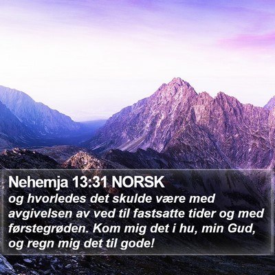 Nehemja 13:31 NORSK Bible Verse Image