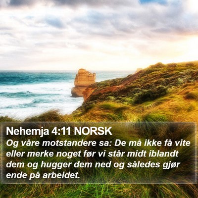 Nehemja 4:11 NORSK Bible Verse Image