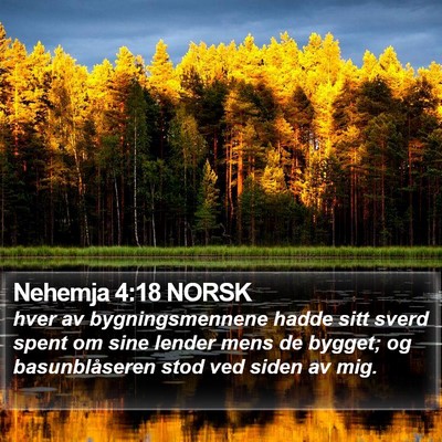 Nehemja 4:18 NORSK Bible Verse Image