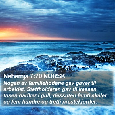 Nehemja 7:70 NORSK Bible Verse Image