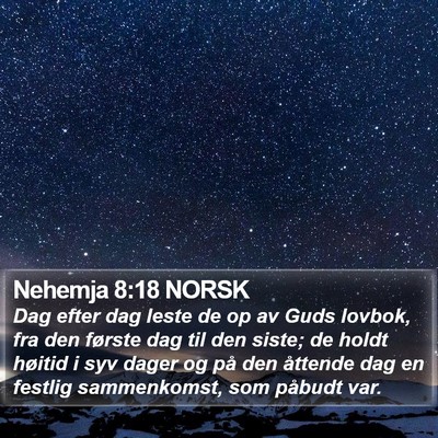 Nehemja 8:18 NORSK Bible Verse Image