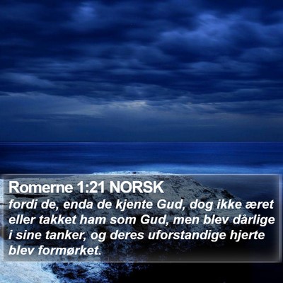 Romerne 1:21 NORSK Bible Verse Image