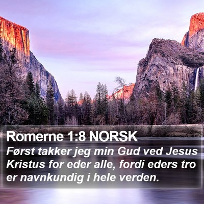 Romerne 1:8 NORSK Bible Verse Image