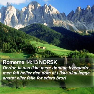 Romerne 14:13 NORSK Bible Verse Image