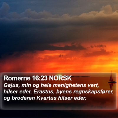 Romerne 16:23 NORSK Bible Verse Image