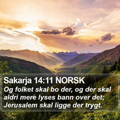Sakarja 14:11 NORSK Bible Verse Image