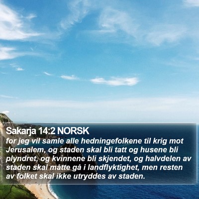 Sakarja 14:2 NORSK Bible Verse Image