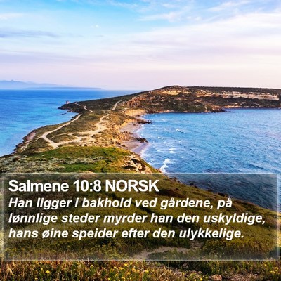 Salmene 10:8 NORSK Bible Verse Image