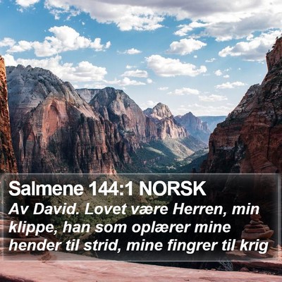 Salmene 144:1 NORSK Bible Verse Image
