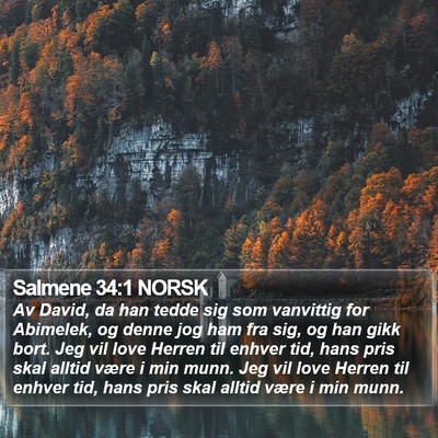 Salmene 34:1 NORSK Bible Verse Image
