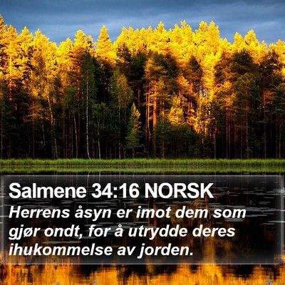 Salmene 34:16 NORSK Bible Verse Image