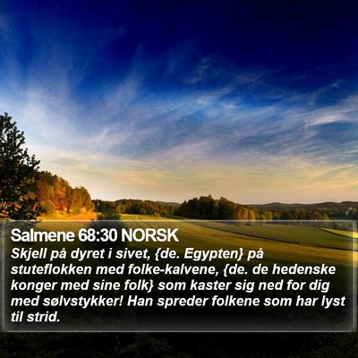 Salmene 68:30 NORSK Bible Verse Image