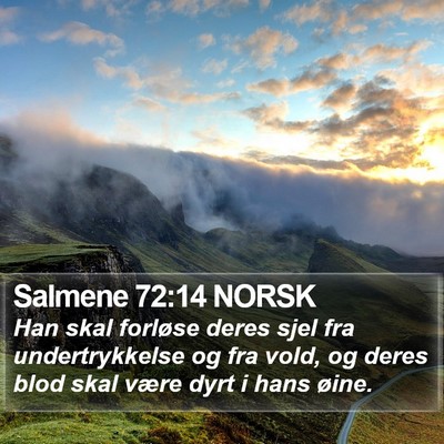 Salmene 72:14 NORSK Bible Verse Image