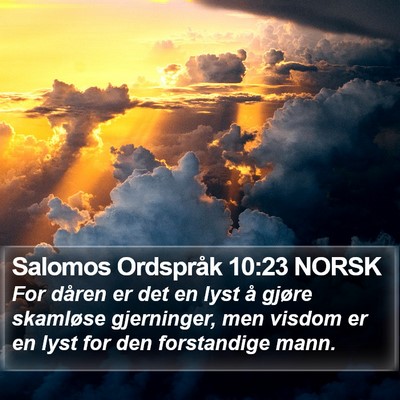 Salomos Ordspråk 10:23 NORSK Bible Verse Image