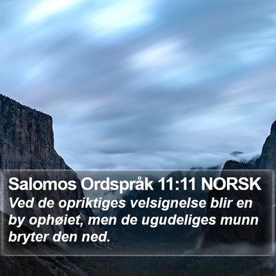 Salomos Ordspråk 11:11 NORSK Bible Verse Image
