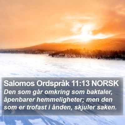 Salomos Ordspråk 11:13 NORSK Bible Verse Image