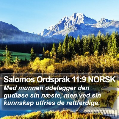 Salomos Ordspråk 11:9 NORSK Bible Verse Image