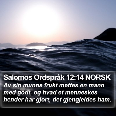 Salomos Ordspråk 12:14 NORSK Bible Verse Image