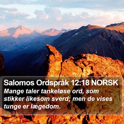 Salomos Ordspråk 12:18 NORSK Bible Verse Image