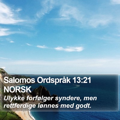 Salomos Ordspråk 13:21 NORSK Bible Verse Image