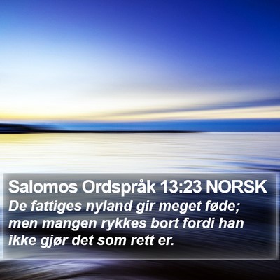 Salomos Ordspråk 13:23 NORSK Bible Verse Image