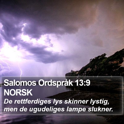Salomos Ordspråk 13:9 NORSK Bible Verse Image