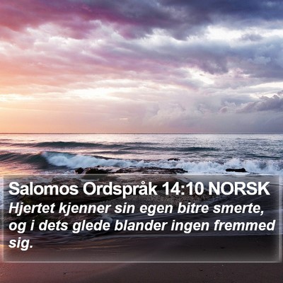 Salomos Ordspråk 14:10 NORSK Bible Verse Image