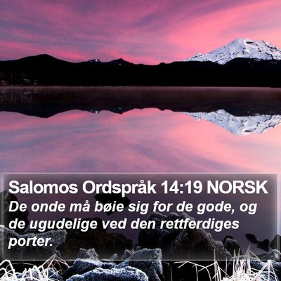 Salomos Ordspråk 14:19 NORSK Bible Verse Image