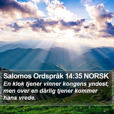 Salomos Ordspråk 14:35 NORSK Bible Verse Image