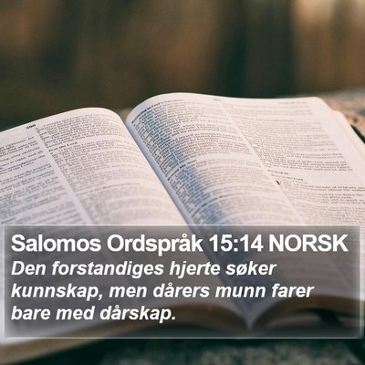 Salomos Ordspråk 15:14 NORSK Bible Verse Image