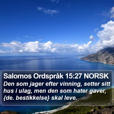 Salomos Ordspråk 15:27 NORSK Bible Verse Image
