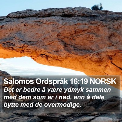 Salomos Ordspråk 16:19 NORSK Bible Verse Image
