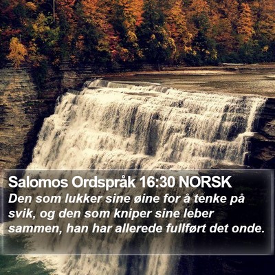 Salomos Ordspråk 16:30 NORSK Bible Verse Image