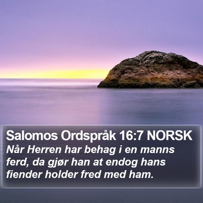Salomos Ordspråk 16:7 NORSK Bible Verse Image