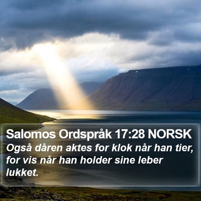 Salomos Ordspråk 17:28 NORSK Bible Verse Image