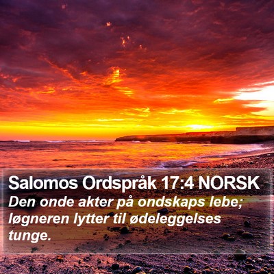 Salomos Ordspråk 17:4 NORSK Bible Verse Image